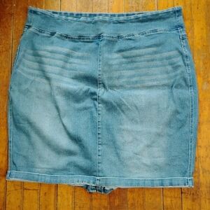 3x jean skirt, elastic waist